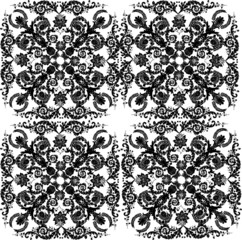 four square black floral design