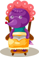 Cartoon fox reading a book