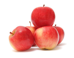 red apples on white  background