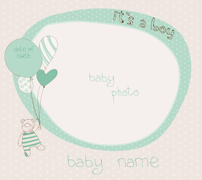 Baby Boy Arrival Card with PhotoFrame