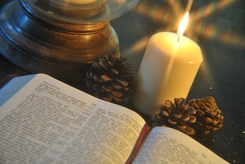Christmas Festive Church Christian Bible Reading By Candlelight