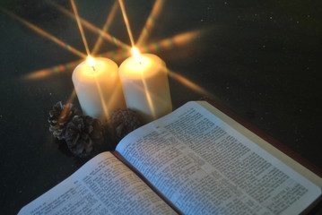 Christmas Festive Church Christian Bible Reading By Candlelight