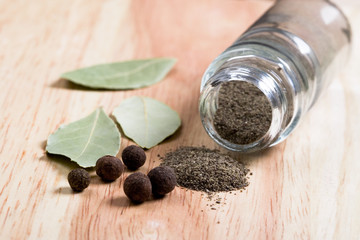 pepper and bay leaves