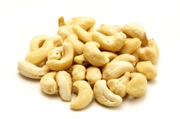 Cashew nuts on a white background...