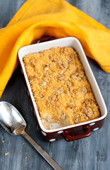 Cauliflower sformato over the black table