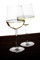 glass of wine on a white background