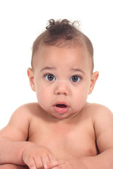 Infant baby boy on a white background