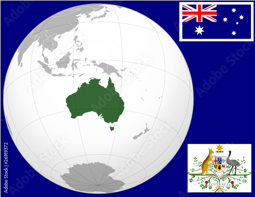 australia globe map locator world flag coat