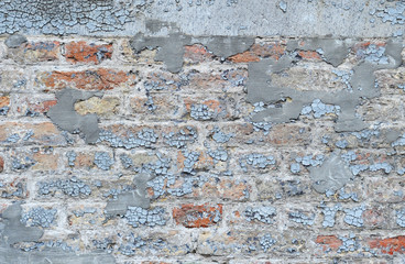 Flaked off brick wall, grunge background