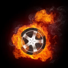 Photo sur Plexiglas Flamme Roue de voiture