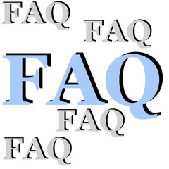 frequently often asked in light blue and grey