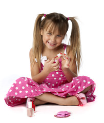 Cute Female Youngster Aplying Nail Polish