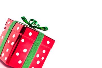 Square Christmas gift box set on an angle