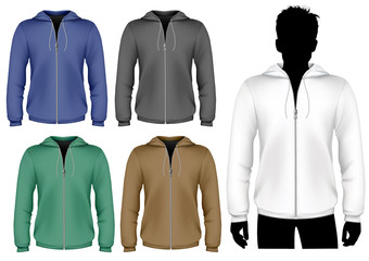 Vector. Hooded sweatshirt with zipper design template.
