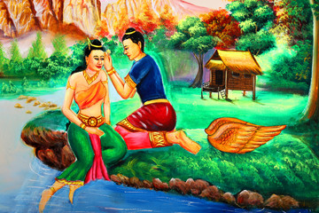 Mural of famous local Thai literature
