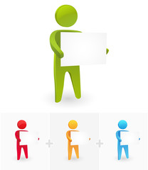 Illustration of stick figure promoting business with white board