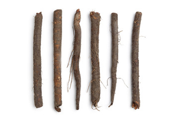 Row of fresh salsify roots