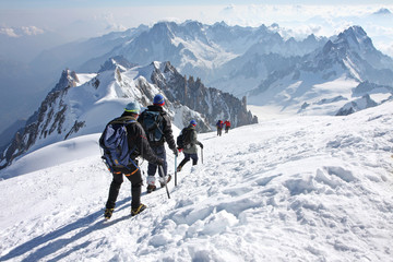 Bergbeklimmers op de Mont Blanc