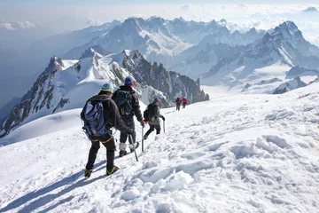 Küchenrückwand glas motiv Mont Blanc Bergsteiger am Mont Blanc