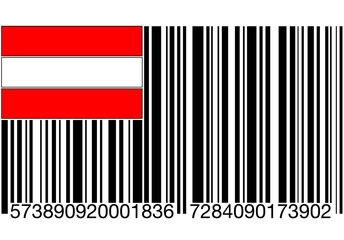 barcode mit österreichischer flagge