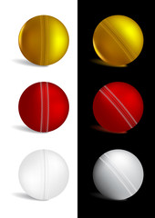 Cricket Ball in gold, red and white colors