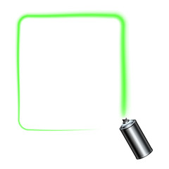 spray can spraying a green square border with rounded corners