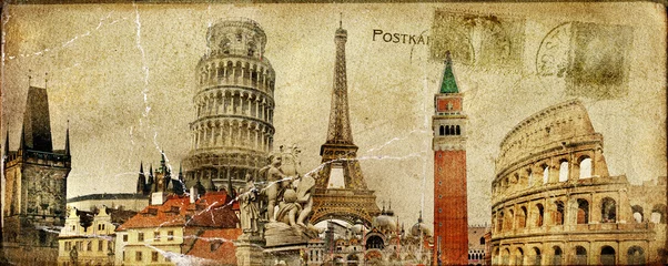 Papier Peint photo Rétro carte postale vintage - vacances ruropean