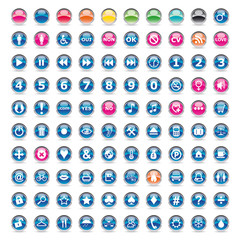 Collection of 100 pictos glossy icons web 2.0
