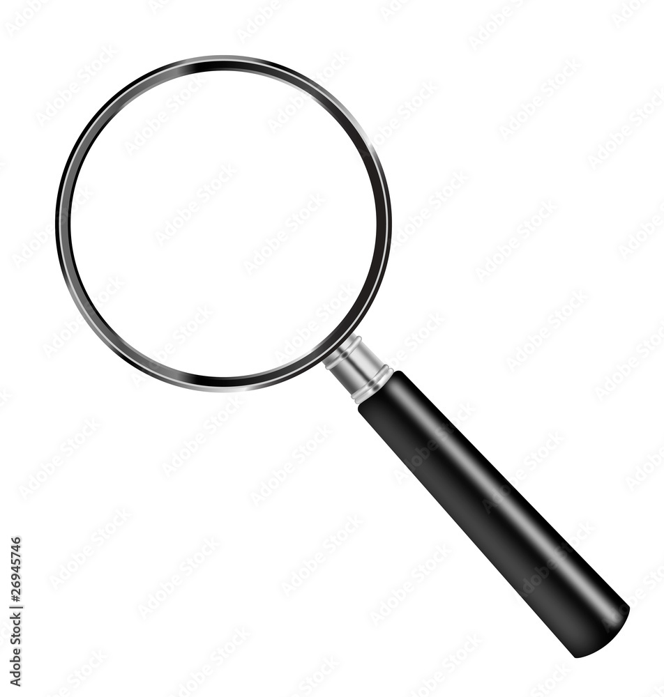 Wall mural magnifying glass loupe to magnify enlarge isolated