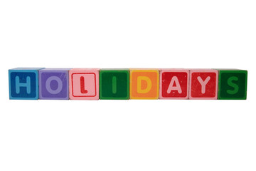 holidays in toy block letters