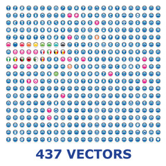 Collection of 437 pictos glossy icons web 2.0 - obrazy, fototapety, plakaty
