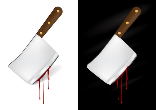 Kitchen Knife With Blood - Vector Illustration