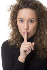 Naklejka premium girl making silence sign