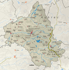 Carte du d&eacute;partement de l'Aveyron (12)