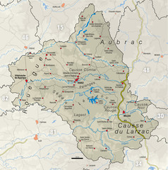 Carte du département de l'Aveyron (12)