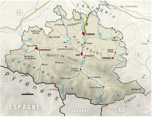 Carte du département de l'Ariège (09)