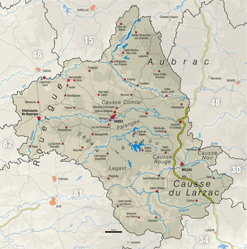 Carte du département de l'Aveyron (12)