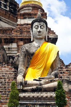 The old white Buddha, Thailand.