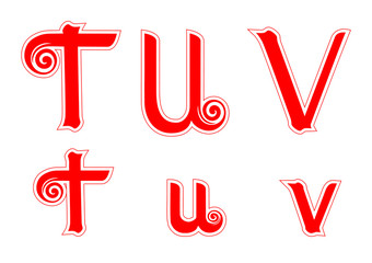 Candy Cane Swirl Letters TtUuVv