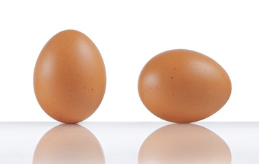 two eggs isolated on white background