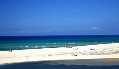 Fototapeta na wymiar Paradise beach with white sand in island Sardinia in Italy.
