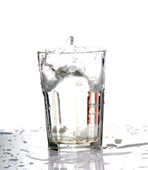 glass of water on a white background