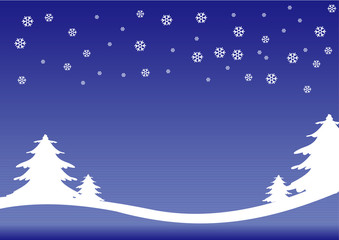 Foglio alberi e neve blu oriz