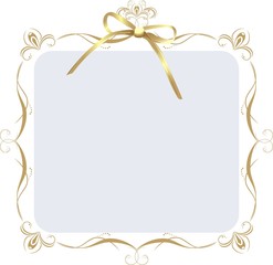 Decorative frame with golden bow. Vector