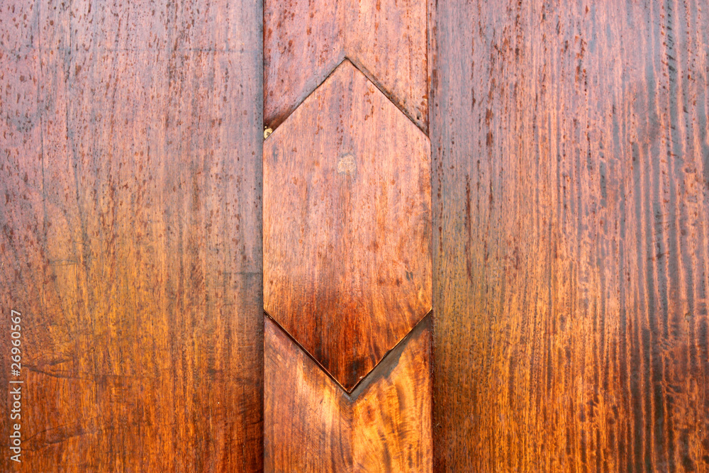 Wall mural Wooden door background of Chedi Mahamongkon Bua, Roi-et