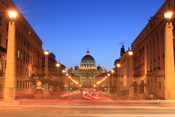 Vatican at twilight viewed from Rome