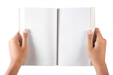 gesture of hand open the blank book