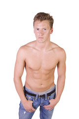 Portrait of handsome male model  isolated on white background