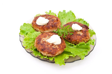 Cutlets with salad leaves