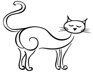Silhouette of a standing black cat